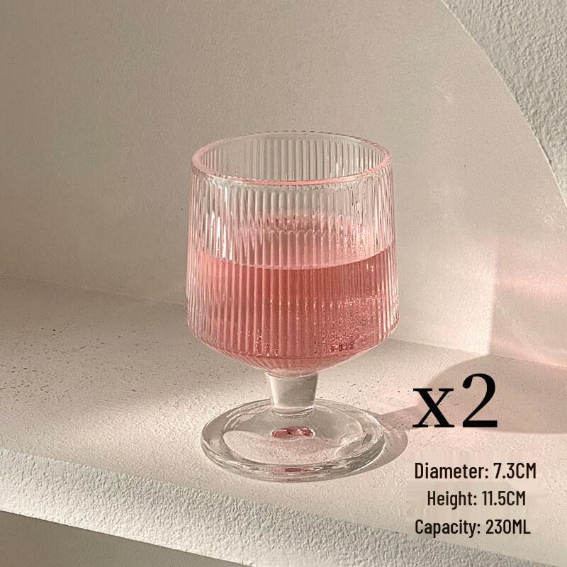 ZISIZ Vertical Striped Short Foot Glass Cup