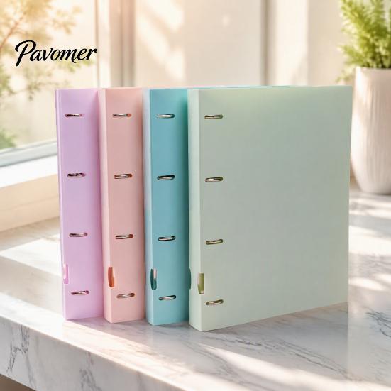 Notebook Production Folder 4-Hole Document Folder/A4 File Bag, Durable PP Portable Storage Compact Binder Folder, Macaron Colors Lightweight Organizer