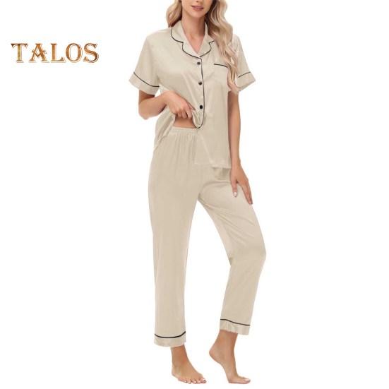 

Пижамный костюм из 2 предметов, однобортный, из атласа, шелка, большого размера, кардиган, рубашка с V-образным вырезом, воротник-стойка, однотонная рубашка, широкие свободные брюки, ночная рубашка XXL шампанского