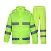 High-Visibility Reflective Motorcycle Rain Suit - Fluorescent Green/Yellow, Breathable, Double-Layer, Adult Split Design