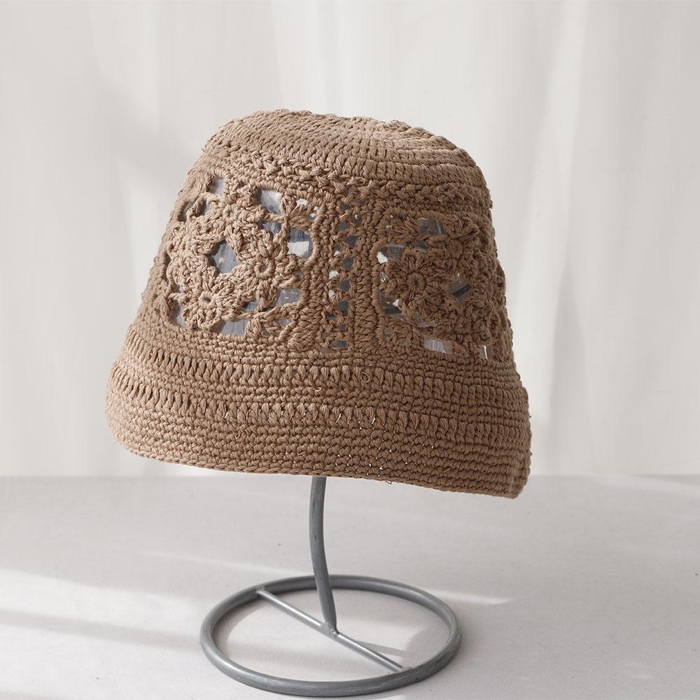 2025 Handmade New Flowers Y2K Style Weaving Knitted Cap Russian Women Luxury Panama Fashion Bucket Hat