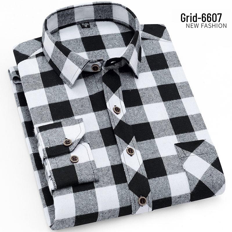 Pánská jarní flanelová košile s broušeným kostkovaným vzorem - ležérní styl