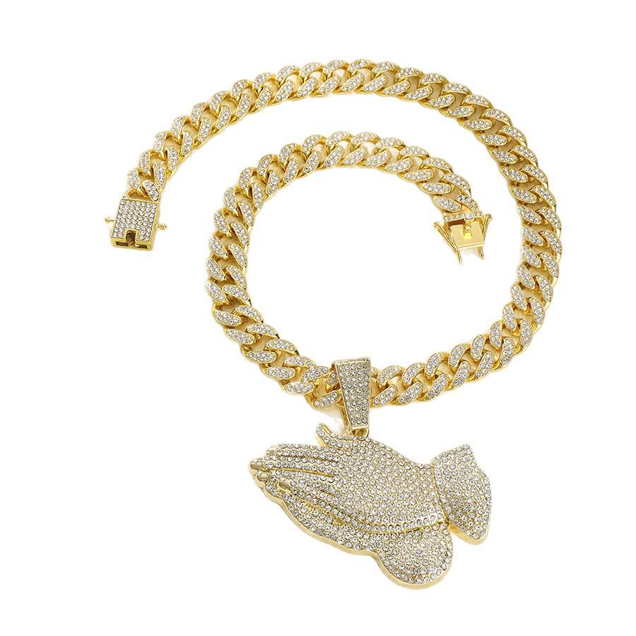 Men's Hip Hop Full Diamond Zinc Alloy Pendant Necklace