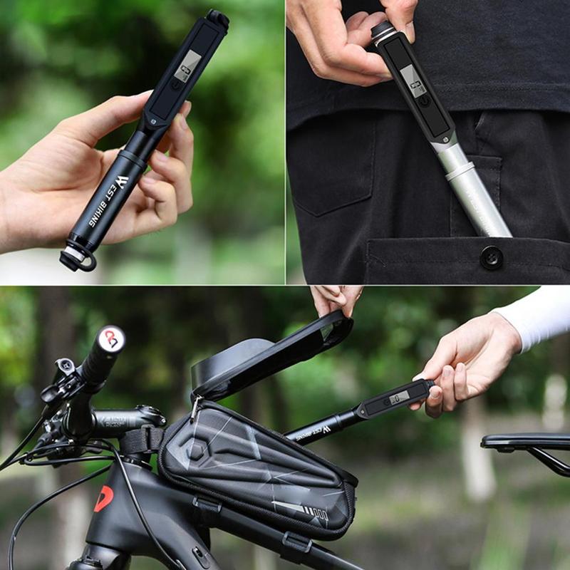 Handheld Tire Pump Aluminum Alloy Telescopic Bike Pump With Built-in Inflation Hose for MTB