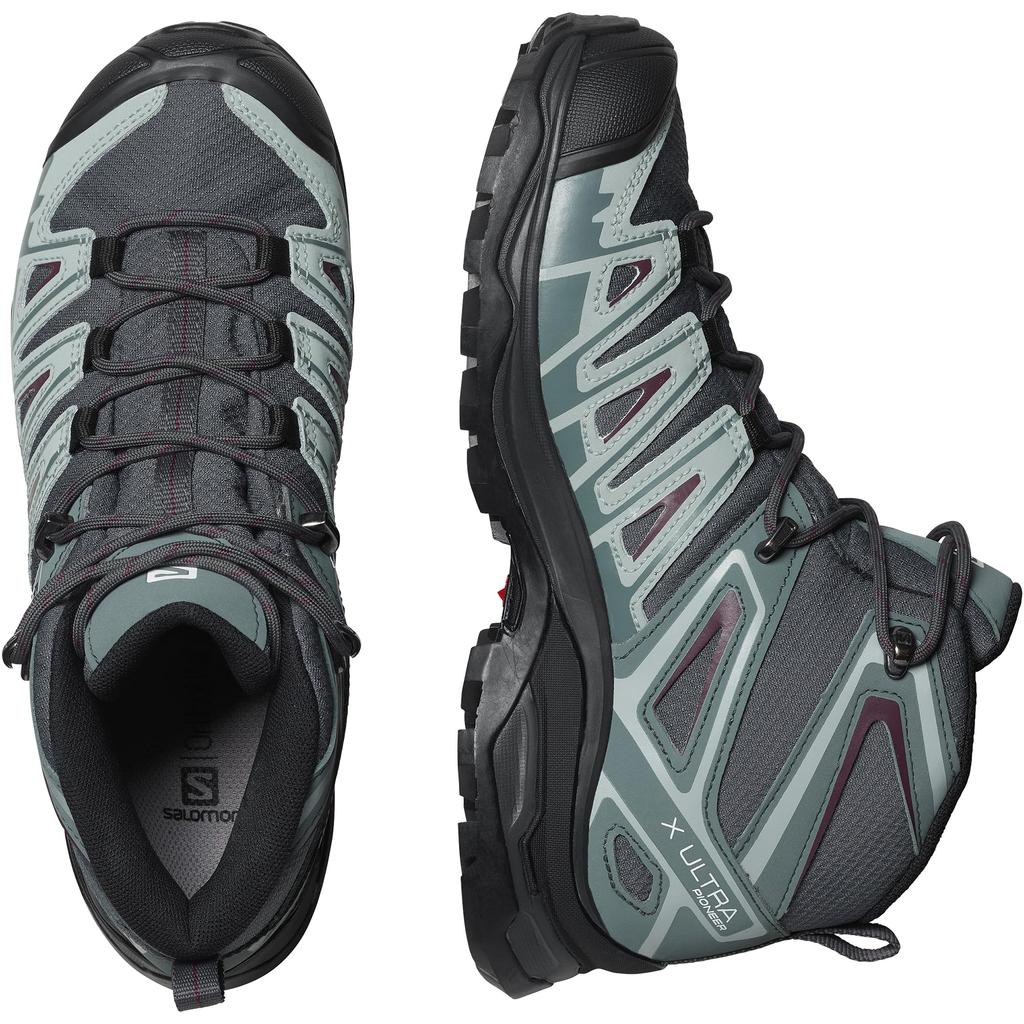SALOMON X Ultra Pioneer MID CSWP W Hiking and Trekking Shoes Size Cm (L41671200), Ebony/Stormy Weather/Wine Tasting, 25.5