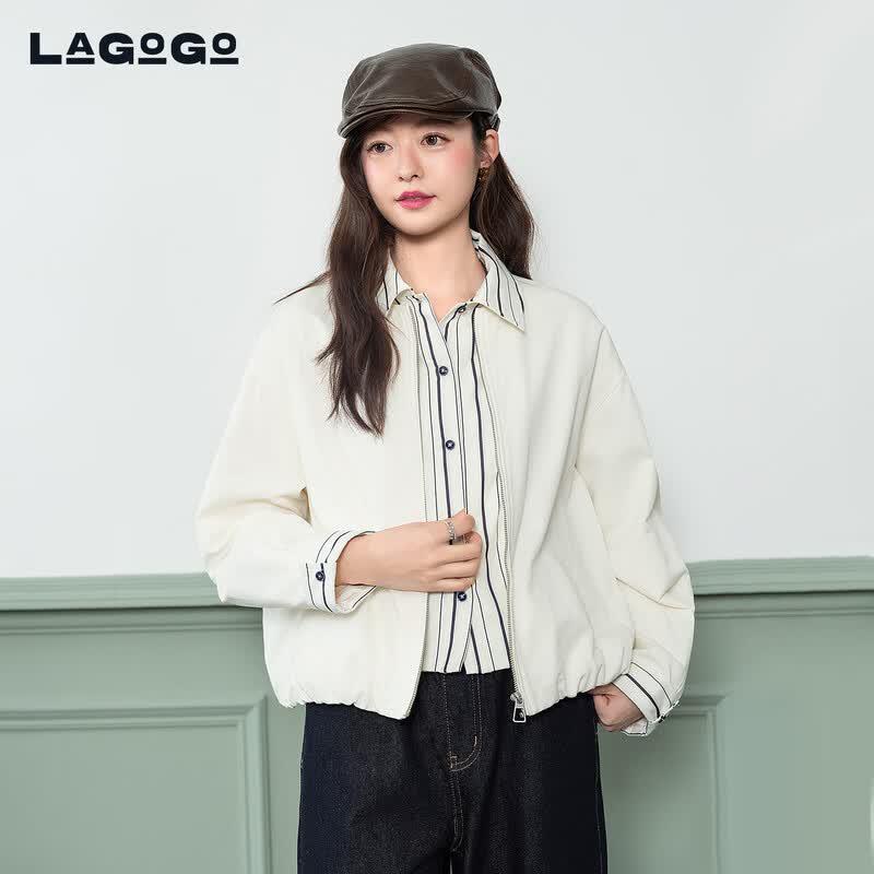LAGOGO 2026 Spring Faux Two-Piece Jacket L
