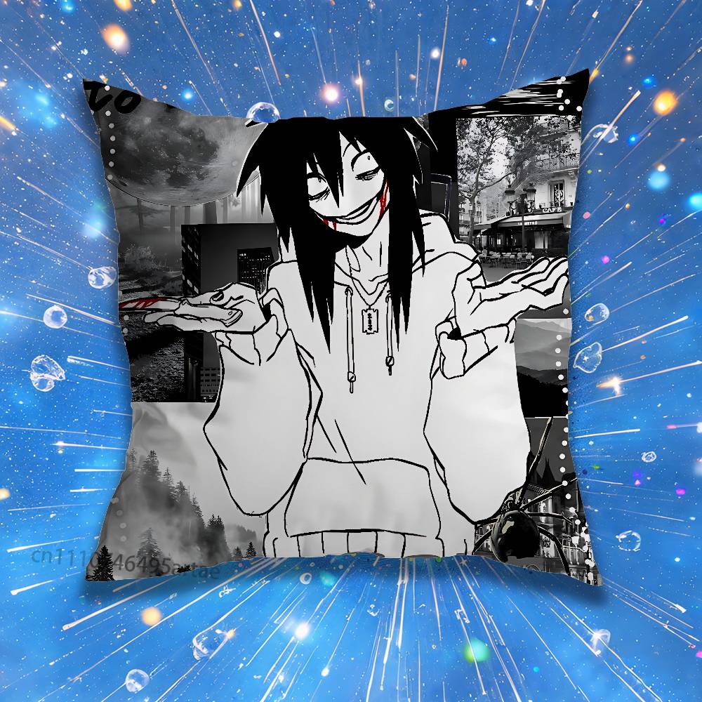 Creepypasta Jeff the Killer Reflective Pillow Case Living Room Sofa Cushion Cover Suitable For Home Bedroom Room Decoration