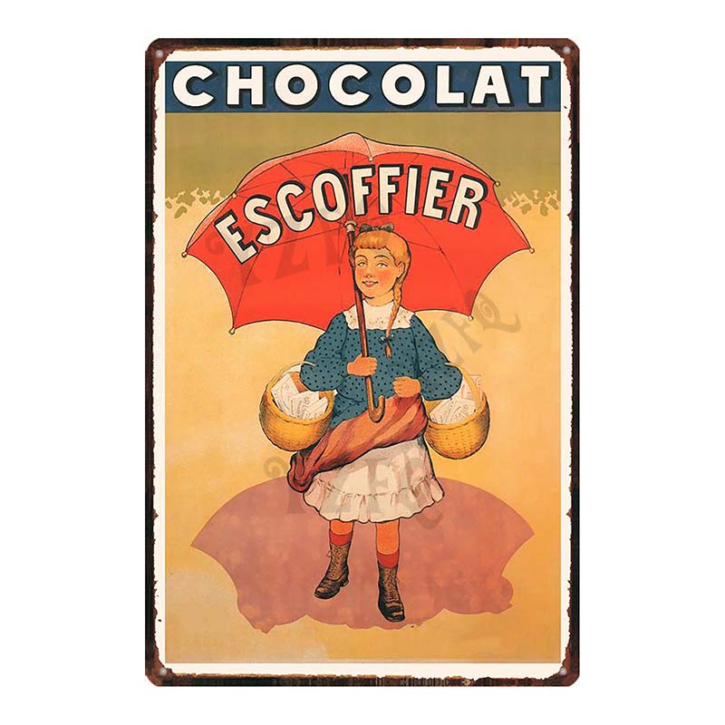 YZFQVintage Affiche Alimentaire Chocolat Métal Rétro Panneaux Candy Bar Plaque Murale Cuisine Maison Restaurant Décoration DU-6822B