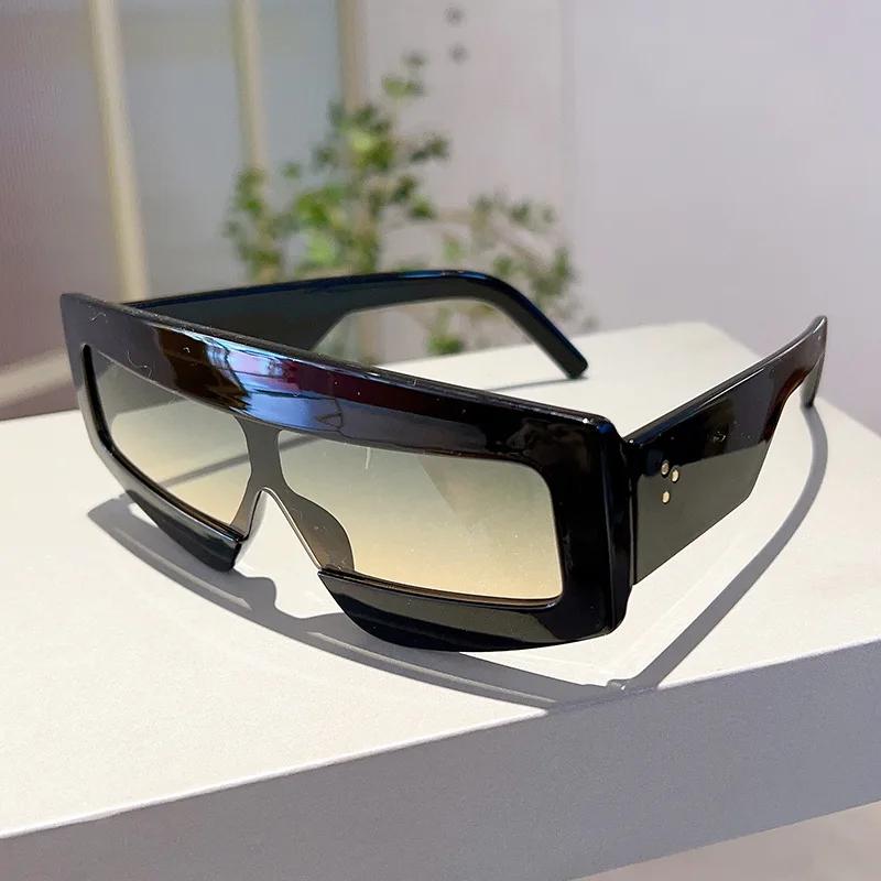 

Big Frame Square Sunglasses Women For Men Fashion Vintage Popular Sun Glasses Luxury Brand Designer One Piece Rivet Shade Uv4000