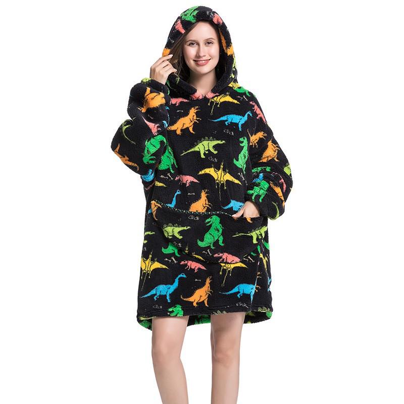 Cozy Autumn/Winter Pumpkin Blanket Sweatshirt: Thick Cotton Velvet Bathrobe for Indoor and Outdoor Warmth