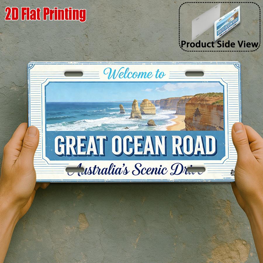 D Flat D Plane A Single Piece of D Plane WELCOME TO GREAT OCEAN Vintage Metal Sign D Plane Decoration 15x30cm(5.9x7.8inch)