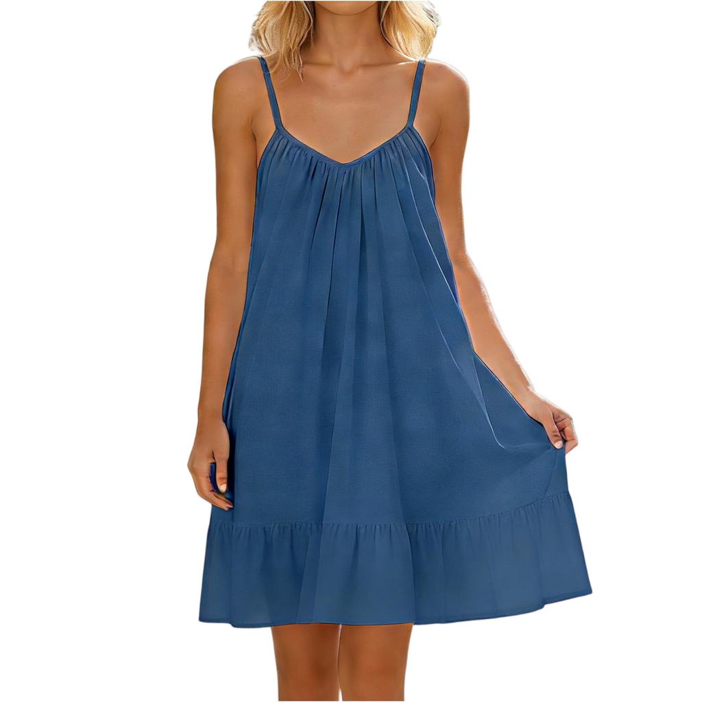 Women's Fashion Color Sleeveless Dress