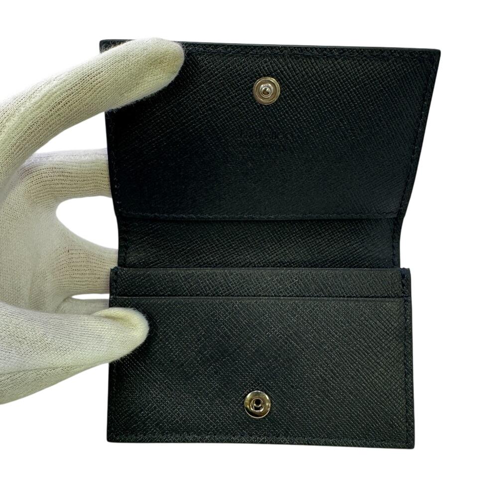 JIMMY CHOO name card holder logo leather Card Case Navy leather Used