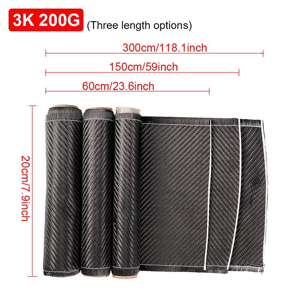 3K 200gsm 60/150/300cm 0.2mm Thickness Carbon Fiber Cloth Twill Woven Carbon Fabric For Car Part Sport Equipment Repair Material
