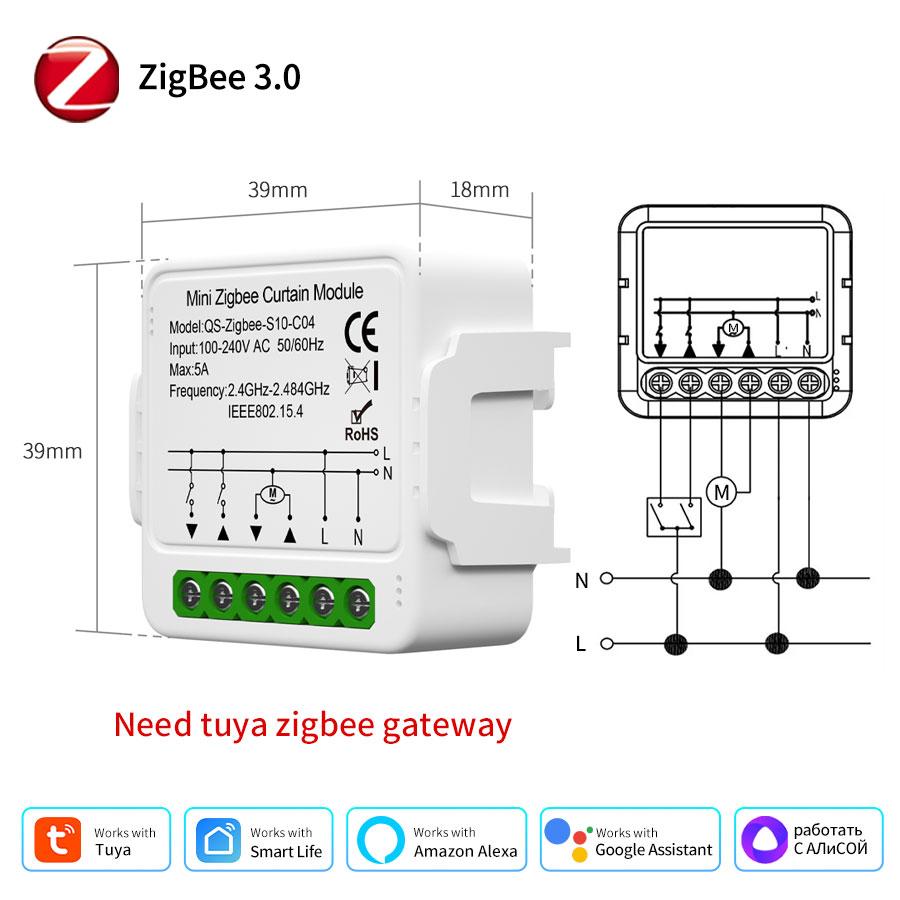 Tuya Smart ZigBee/WiFi Curtain Switch Module Roller Blinds Shutter Motor APP Control Smart Life Works with Alexa Google Home