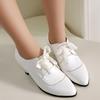 Spring Autumn PU Leather Shoes for Women Lace-up 5.5 Cm Middle Heels Shoes Woman Custom Retro Female Casual Shoes WSH5256