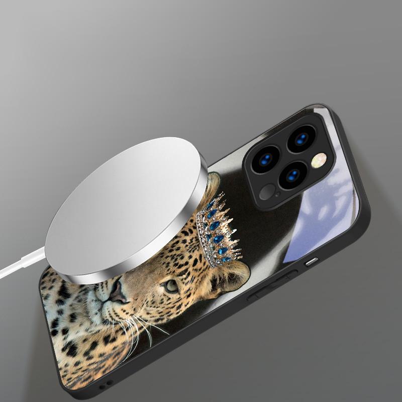 Flower Leopard Shadow Suitable For iPhone 16E 17 Pro Max 15 Pro 14 13 Plus 12 Mini 11 16 Air 17Pro Magnetism Glass Phone Case