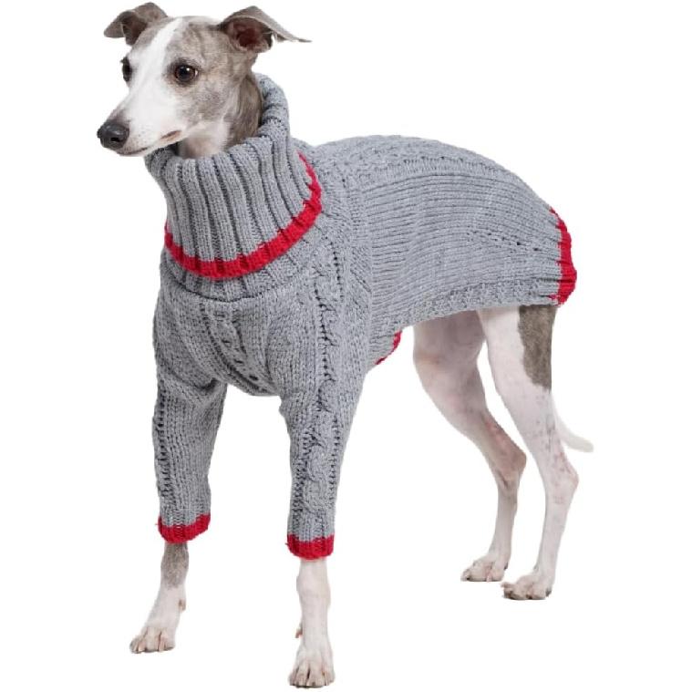 Italian Greyhound Clothes, Warm Sweater for Whippets, Dog Onesie, Two-Legged Turtleneck Warm Sweater for Small Medium Dogs (Small, Grey) Small серый