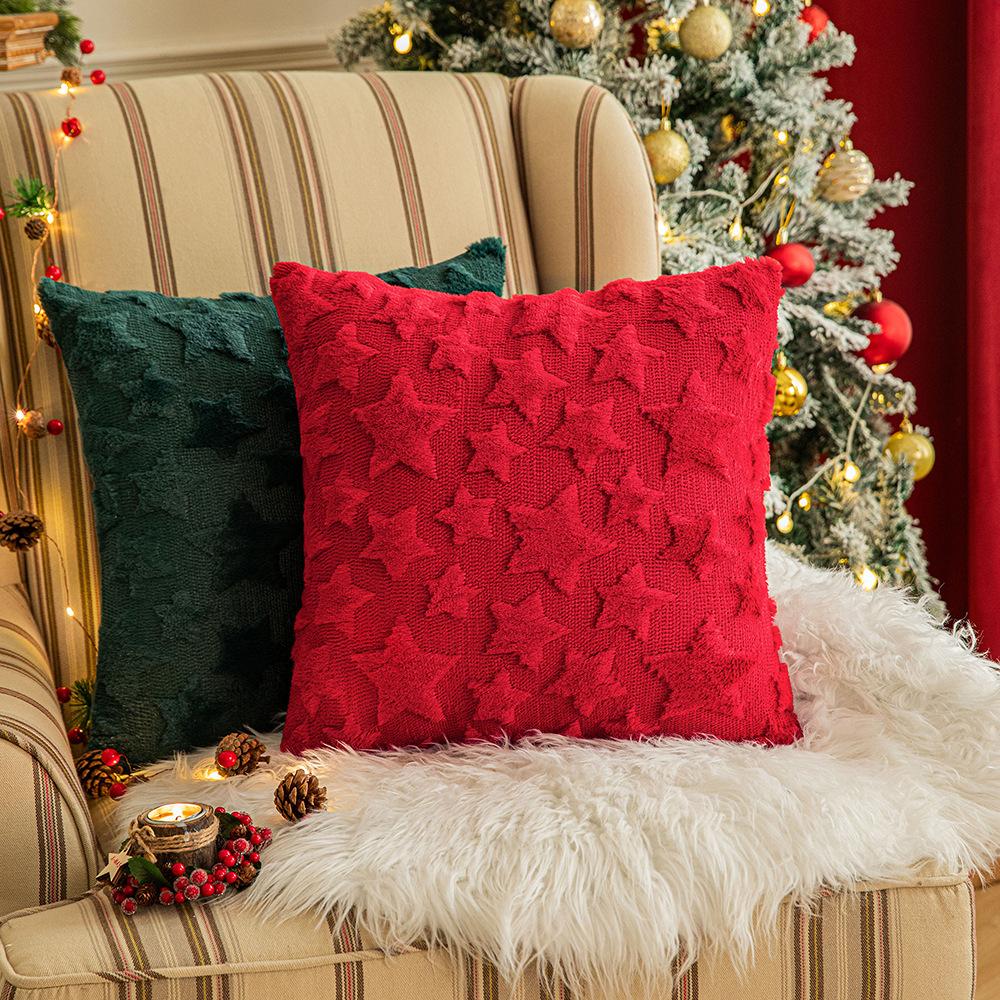 Weihnachtsstern Bestickter Fell Kissenbezug Wohnzimmer Sofa Kissenbezug Festliche Party Annehmlichkeit Dekorative Kissenhülle