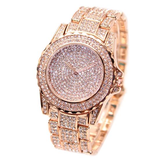 

Жіночий Модний Блискучий Годинник з Стразами Браслет з Нержавіючої Сталі Кварцовий Наручний Годинник золотистий