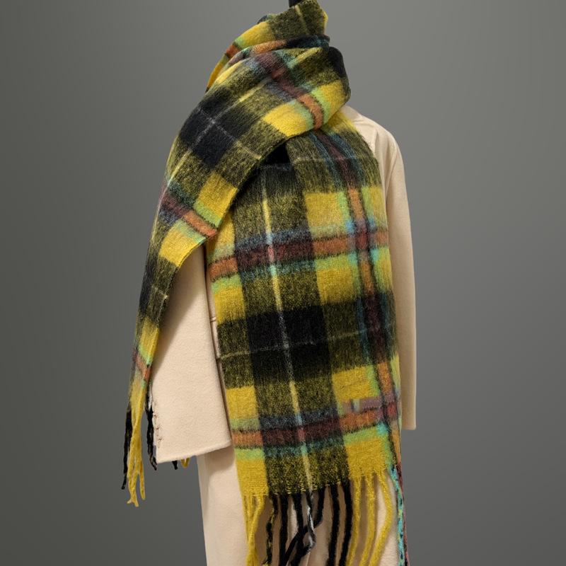 Women's Faux Cashmere Plaid Scarf - Korean Style, Thick & Warm Autumn/Winter Shawl