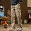 Men's Fleece-Lined Work Pants - Loose Fit, Multi-Pocket, Durable, Warm, Autumn/Winter Casual Wear