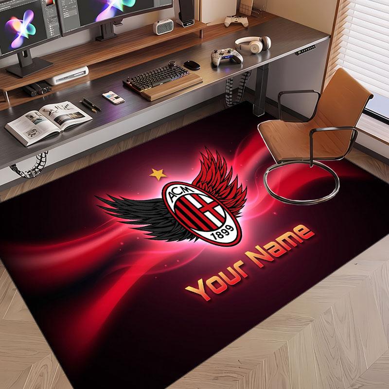 Custom Rug AC Milan Pattern Print Name Text Soft Non‑Slip Floor Carpet for Home Indoor Decoration