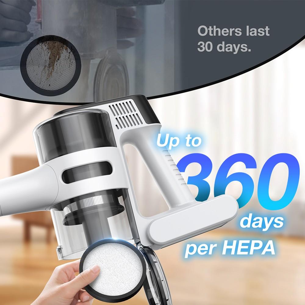 MOOSOO S5 Mate Cordless Stick Vacuum Cleaner, 20kPa Powerful Suction, 55min Runtime, 1L Dustbin, Green LED Technology