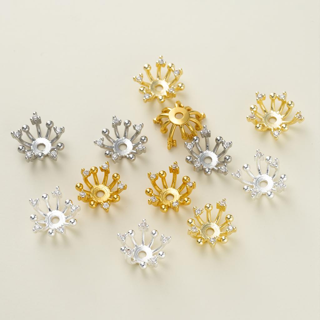 2Piece/Pack 14/18K Gold Color Plated Flower Torus Shape Beads Caps for DIY Necklace Bracelets Jewelry Making Accessories