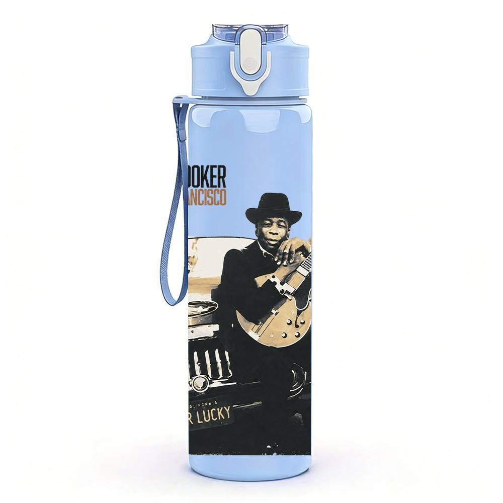 1PC Retro Male Musician 750ml Sports Water Bottle Leakproof Straw Lid Outdoor Office Home