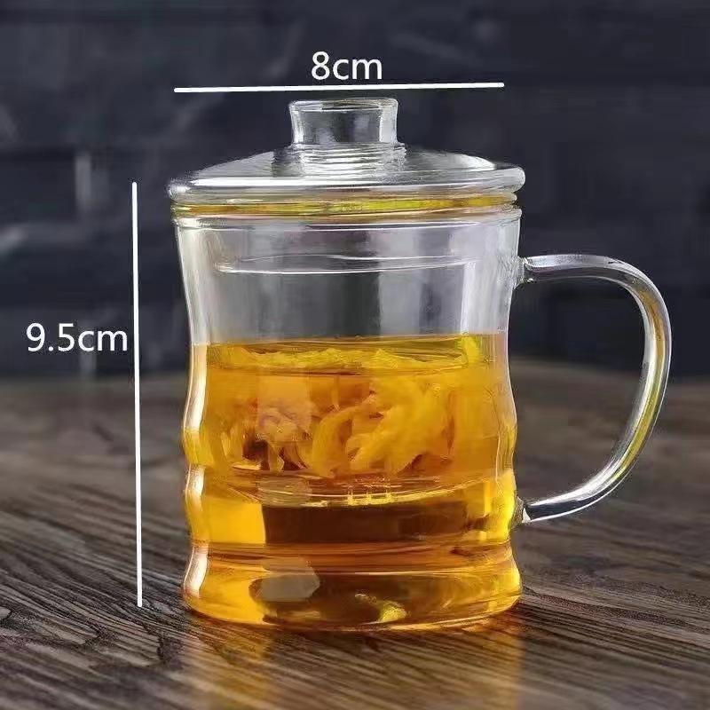 Bring a Glass Cup Flower Teacup Glass Teacup Tea Cup Filter Water Cup Juice Milk Cup