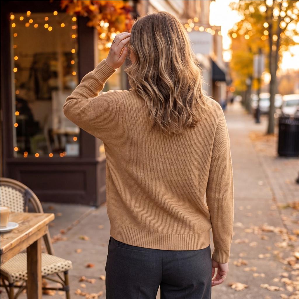 Cardigan Maglione da Donna a Maglia Colorata con Zip Frontale e Collo a Revers per Uso Quotidiano Casual