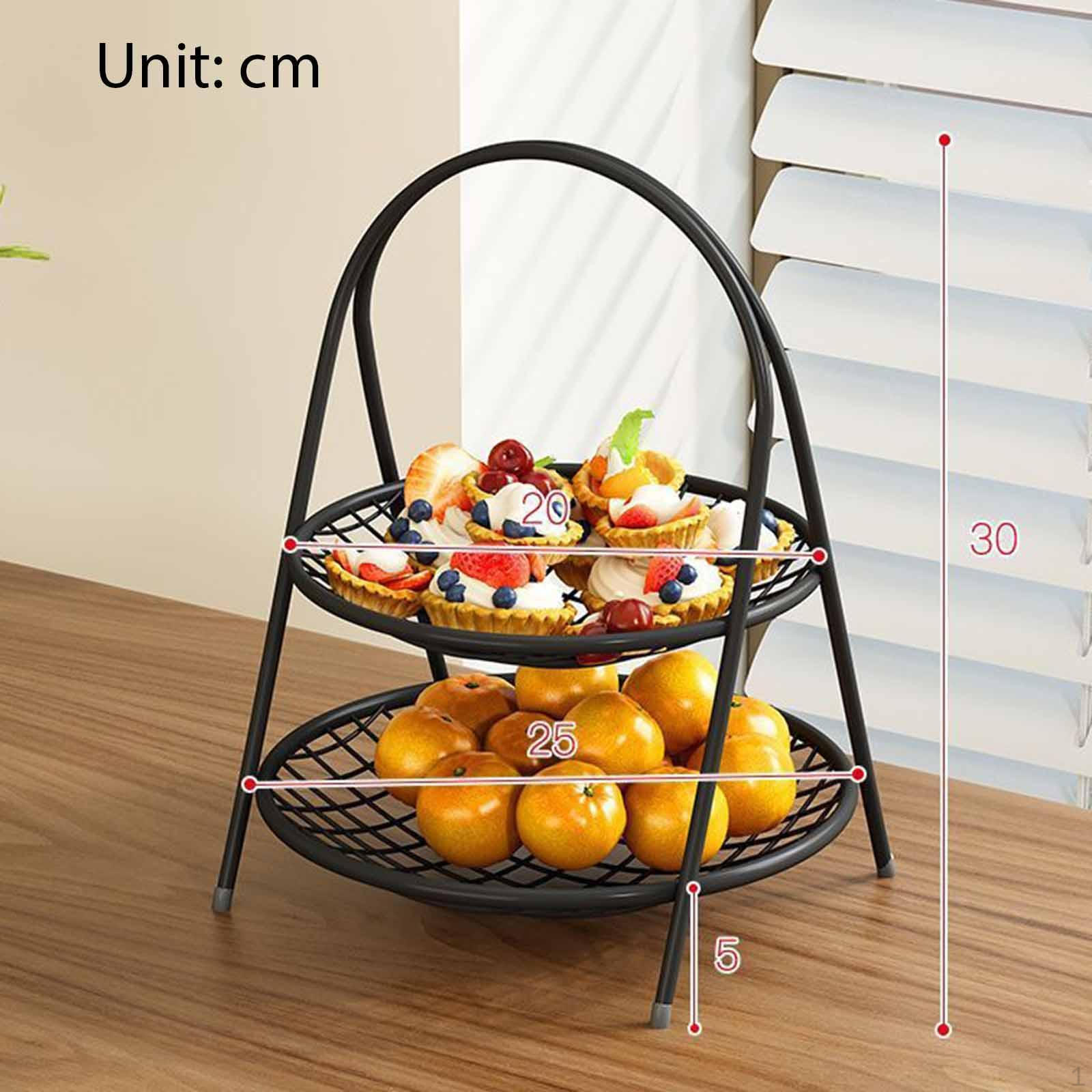 Fruchtkorb Arbeitsplatten-Organizer Kreativer Dekorativer Eleganter Stehender Ständer für Früchte Black 2 Tiers beige