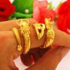 Wedding Dragon & Phoenix Couple Rings - Vietnam Sand Gold, European Coin Gold-Plated Jewelry for Men & Women