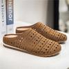 Hollow Out Mules for Men Half Shoes Closed Toe Slip On Flat Sneakers Open Back Casual Shoes Loafers Slippers Summer Non-Slip