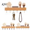 Wooden Hat Rack Key Holder, Solid Wood Organizer with 6 Hooks, Modern Wall Mounted Badge Holder Hanger for Entryway Kitchen And Office Organization