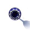 Taiburo Edo Kiriko Yarai Nanko Crest Wine Glass Wooden Made in Japan [Official Studio] (Blue) TB90408B, Box,