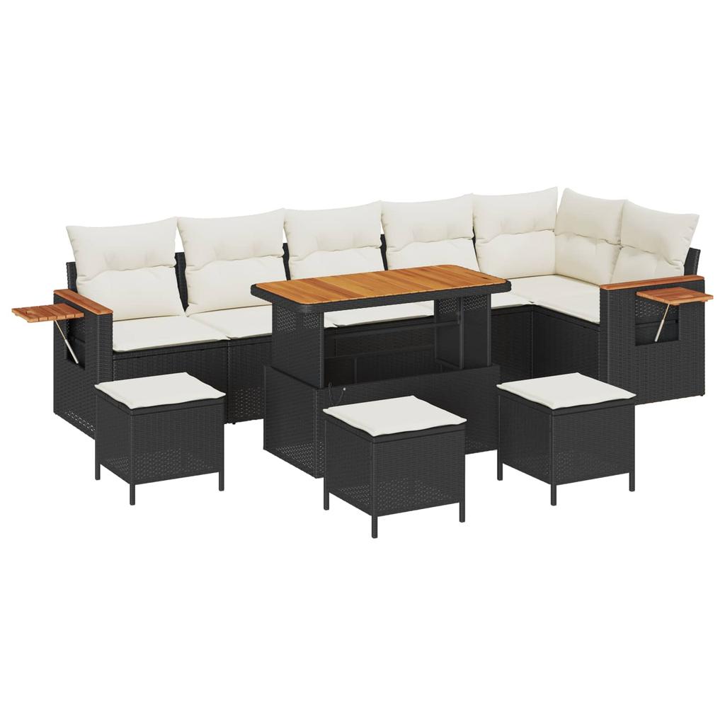 Garden Sofa Set 10 pcs Black Poly Rattan