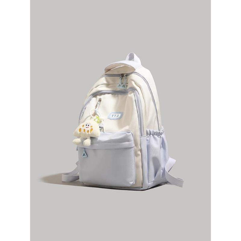 Premium Contrasting Color Backpack 2025 New Fashion Female College Student Schoolbag Large Capacity Backpack Short Trip Bag