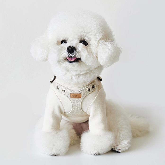 Korean Small Dog PU Leather Harness & Leash for Teddy Bichon