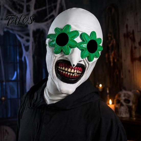 Detailed Latex Costume Masque Halloween LED Clown for Adults, Light Up Scary Horror Face Masquerade Full Costume, Cosplay Party Grinning Character