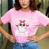 Halloween BOO red wine glass cartoon printed short sleeved round neck versatile fashion Womens Tshirt for spring and summer