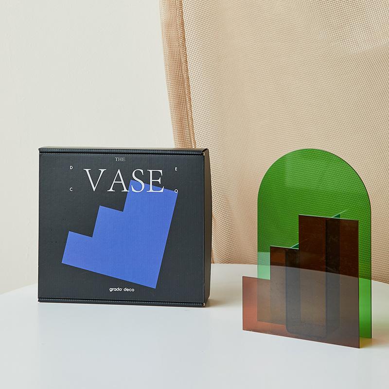 Acrylic vase 3D Geometry Acrylic Flower Pot Unique Tabletop Decoration Plant Flower Container Home Office Wedding Centerpiece