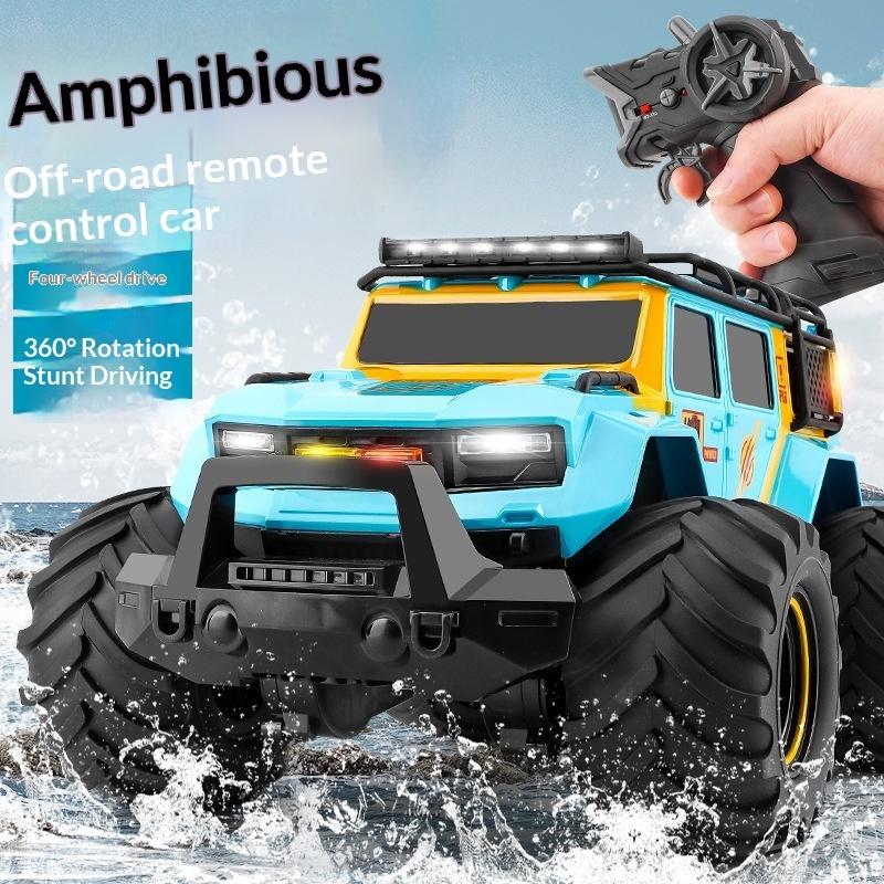 Amphibious 4wd Rc Police Car Waterproof Off Road Crawler With Led Lights Music Sirens Kids Toy Land Water Remote Control Vehicle