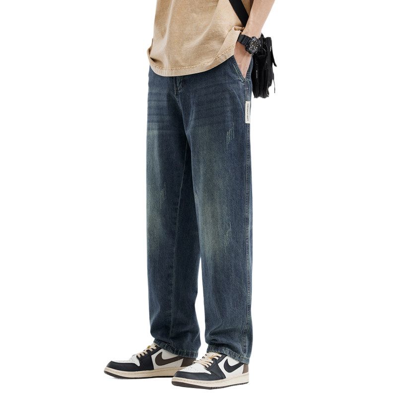Foreign Trade Surplus American Retro Jeans for Men, Spring and Autumn Loose Straight-Leg New Style, Summer Trendy Casual Wide-Leg Long Pants