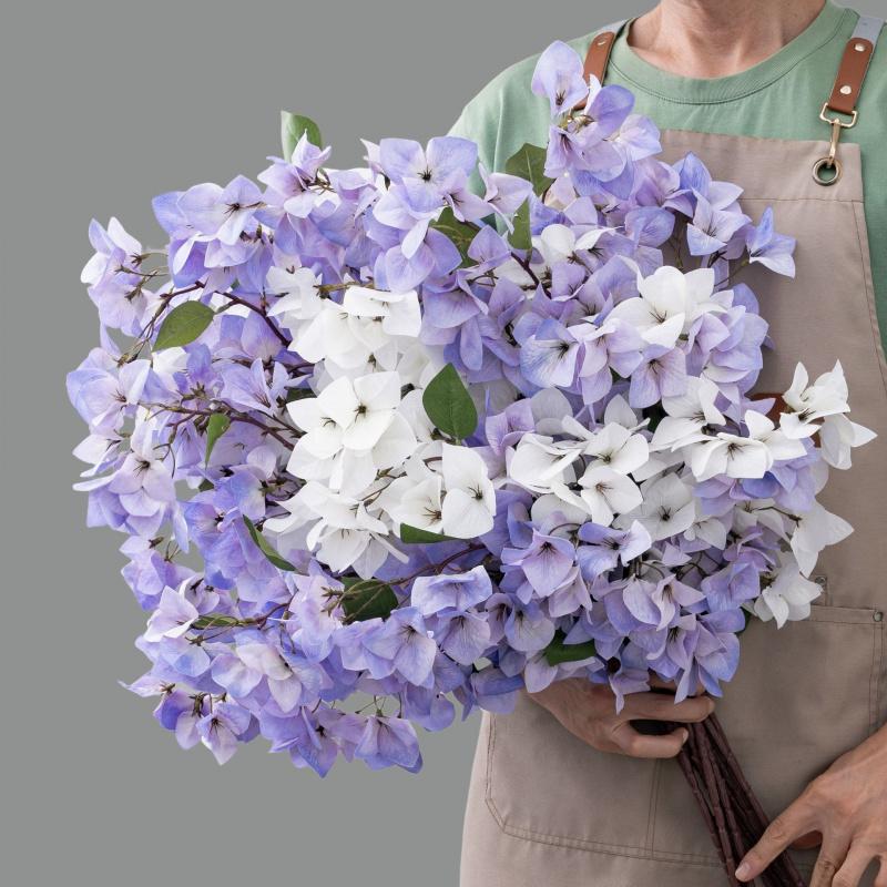 5pcs Artificial Bougainvillea Flower INS Style 86cm Tall Silk Bougainvillea Fake Flowers for Wedding Road Leading Archway Decor