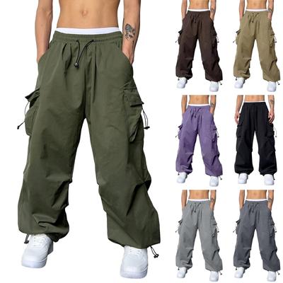 Baggy-Cargohose für Herren, Fallschirm-Cargohose für Herren, leichte Hose mit Kordelzug, lockere Passform, lässige Wanderhose