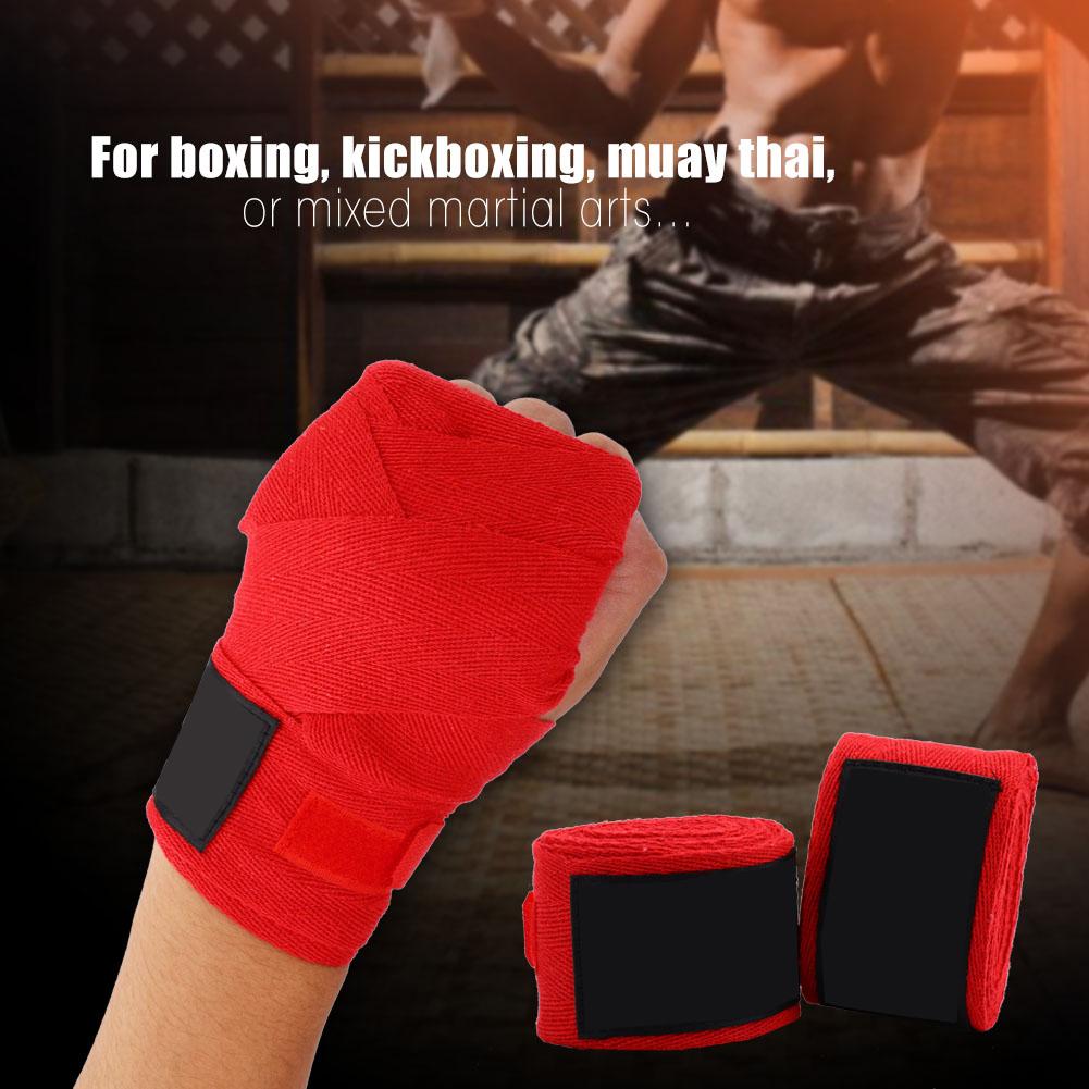 Adults 1 Pair Elastic Handwraps Hand Wrap for Boxing Kickboxing Muay Thai (Red)