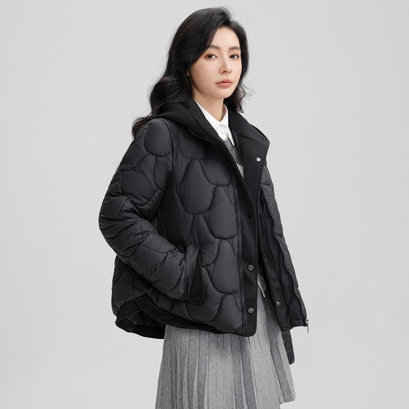 

Женская короткая хлопковая куртка - Имитация двойки, Утепленная для осени и зимы L чёрный