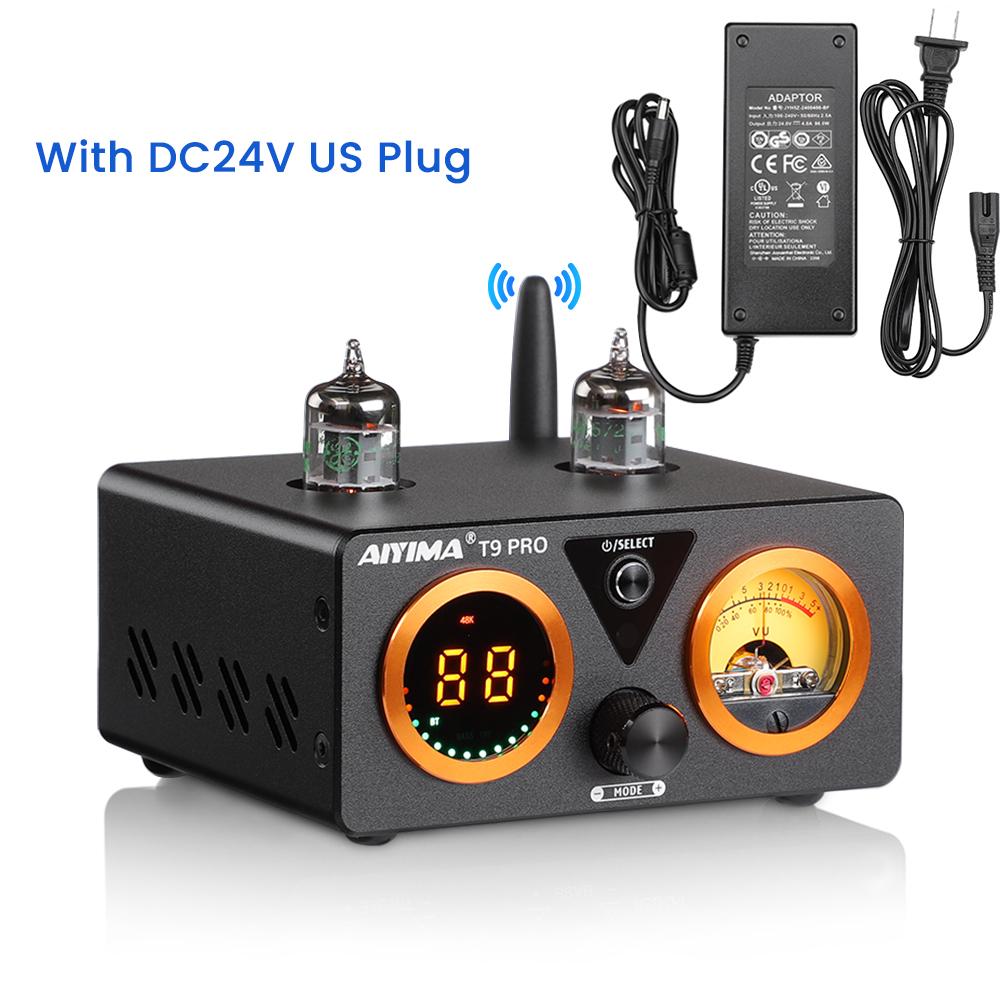 AIYIMA Audio T9 Pro Stereo Vacuum Tube Amplifier Bluetooth 5.1 QCC3040 Aptx USB DAC COAX OPT HiFi Home Digital Amp VU Meter 100w